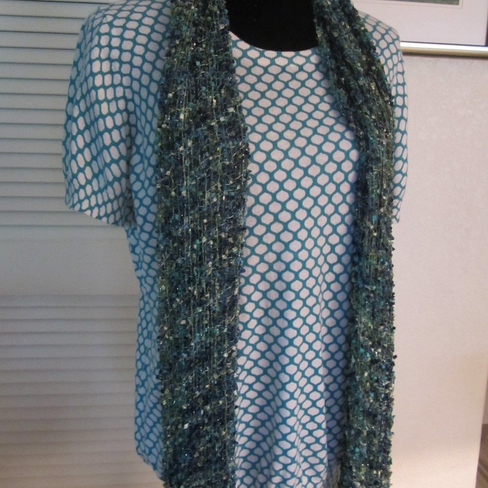 Woven Turquoise/Gold/Royal Blue Scarf
